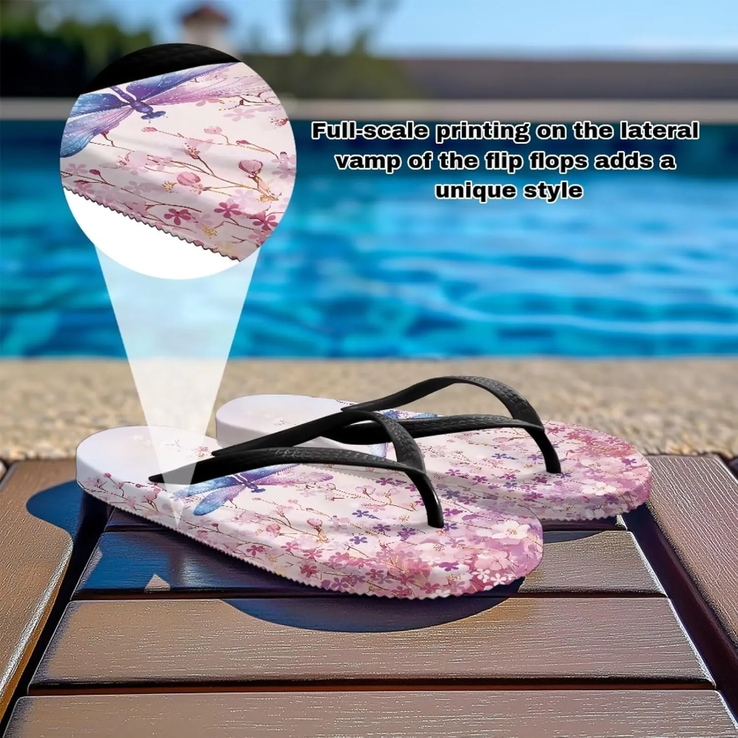 Women's Butterfly Dragonfly Flip Flop Thong Sandal Yoga Mat Comfortable Beach Pool Walking Slippers