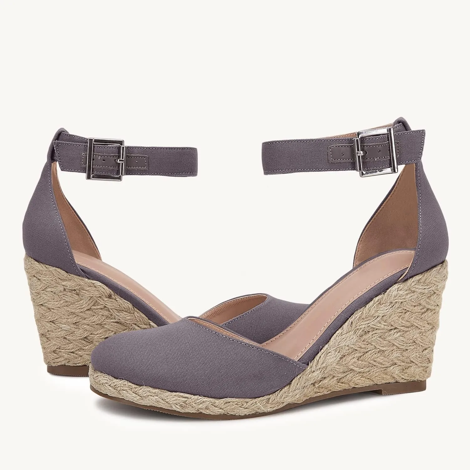 Womens Closed Toe Espadrilles Wedges Shoes Platform Heel Ankle Strap Buckle Dress Sandals