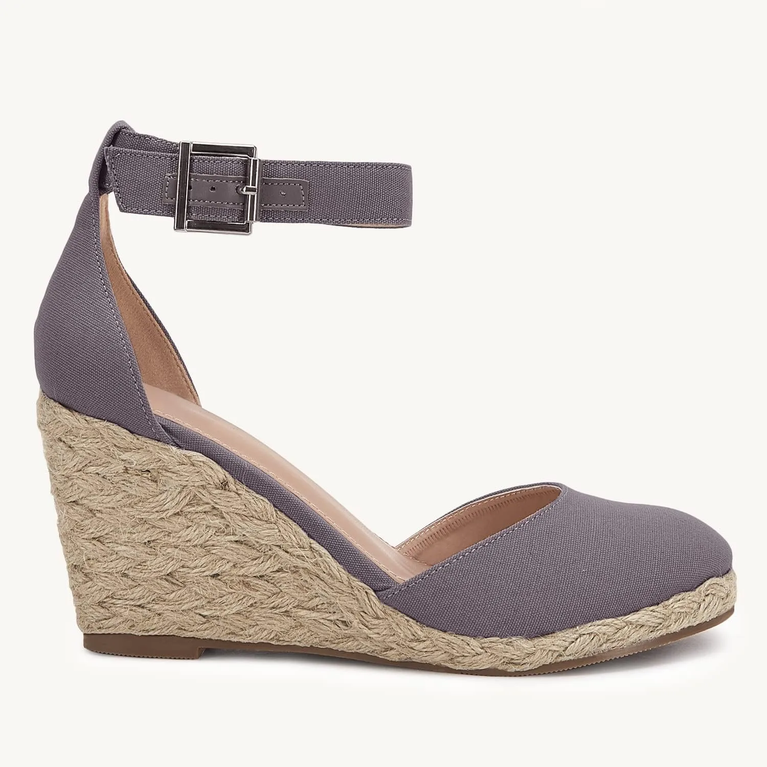Womens Closed Toe Espadrilles Wedges Shoes Platform Heel Ankle Strap Buckle Dress Sandals