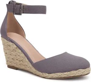 Womens Closed Toe Espadrilles Wedges Shoes Platform Heel Ankle Strap Buckle Dress Sandals
