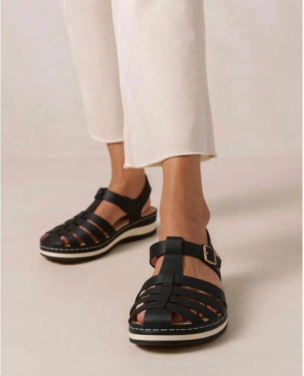 Women's Closed Toe Fisherman Sandals Hollow Out Comfortable Wedge Sandal