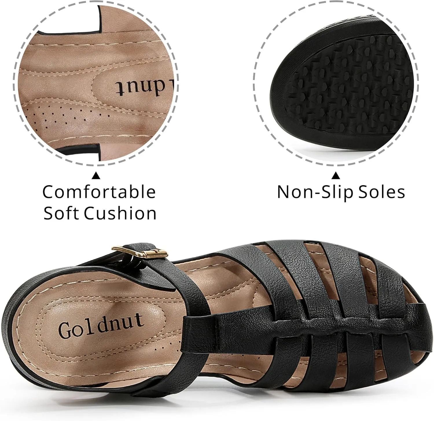 Women's Closed Toe Fisherman Sandals Hollow Out Comfortable Wedge Sandal