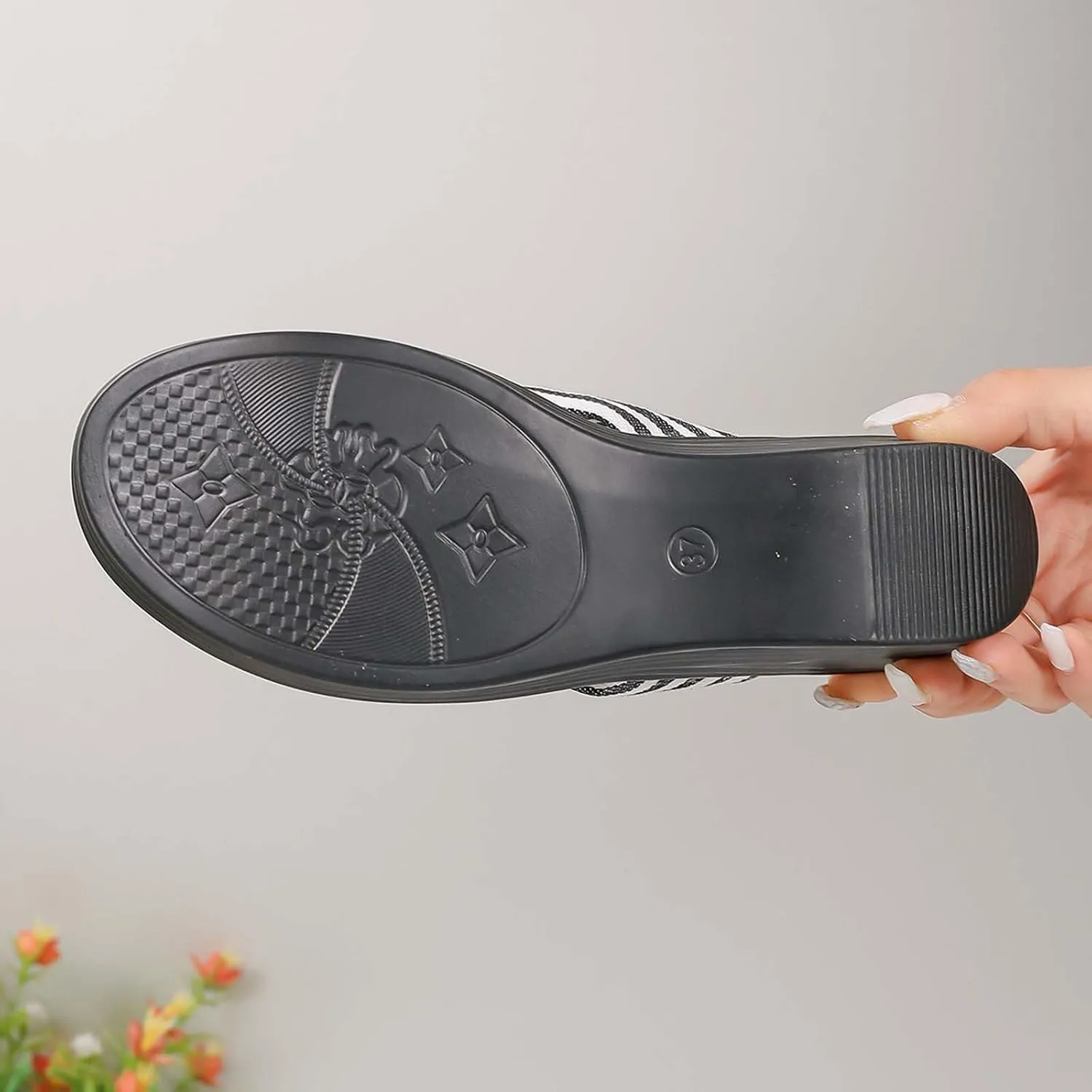 Womens Dressy Wedge Flip Flops Striped Clip Toe Sandals Summer Beach Walking Slippers Arch Support Low Wedges Thong Sandal