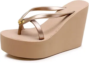 Women's Elastic Lace-Up Slip On Platform Wedge Flip Flop Fashion Round Peep Toe Non-Slip Platform Heighten Clip Toe Flip Flop Summer Leisure Vacation Beach Sandals