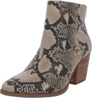 Womens Eryn Snake Print Block Heel Boot Ivory 8.5 Medium (B,M)
