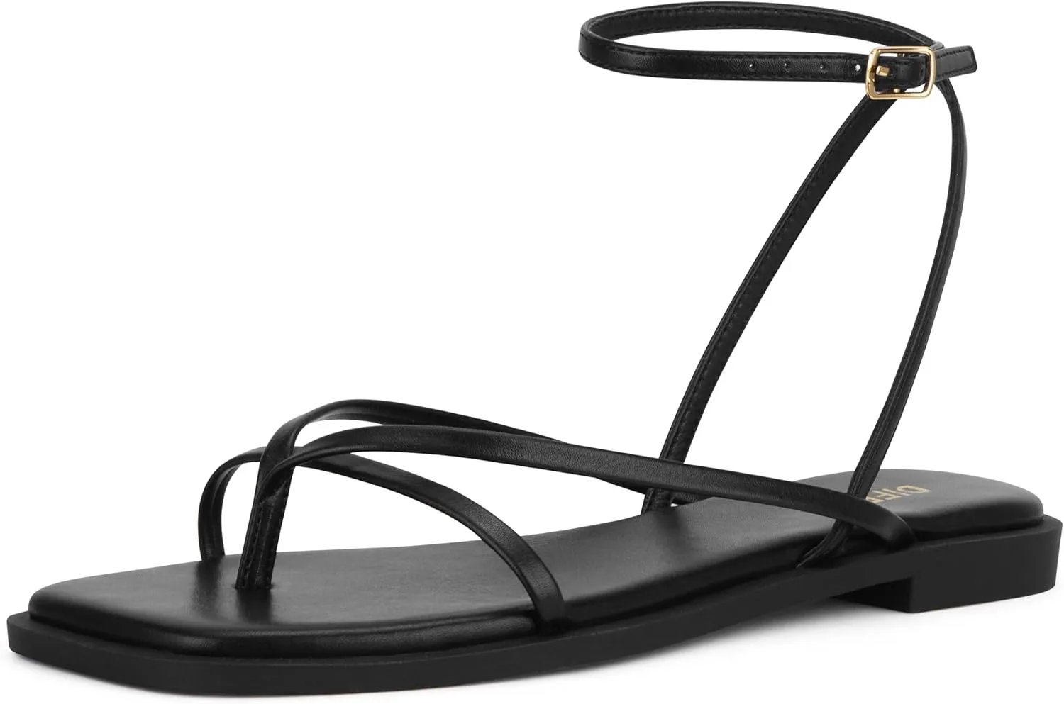 Womens Flats Sandals Square Toe Strappy Ankle Strap Flats