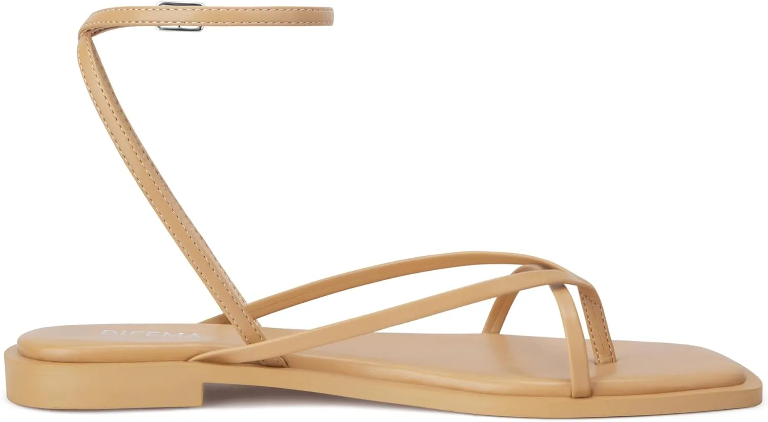 Womens Flats Sandals Square Toe Strappy Ankle Strap Flats