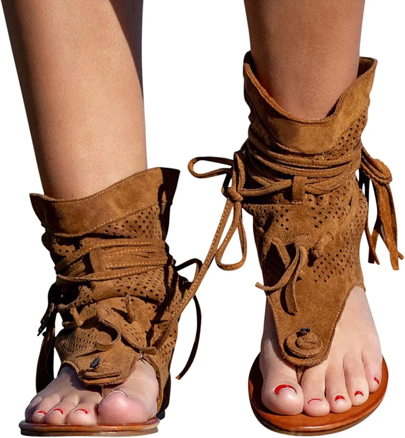 Womens Flats Sandals,Bohemian Sandals for Women Dressy,Retro Boho Tassel Casual Sandals Roman Beach Thong Shoes Flat Clip Toe Ankle Sandals Boots Summer T-Strap Tassel Flip Flop Slippers (8, A3)