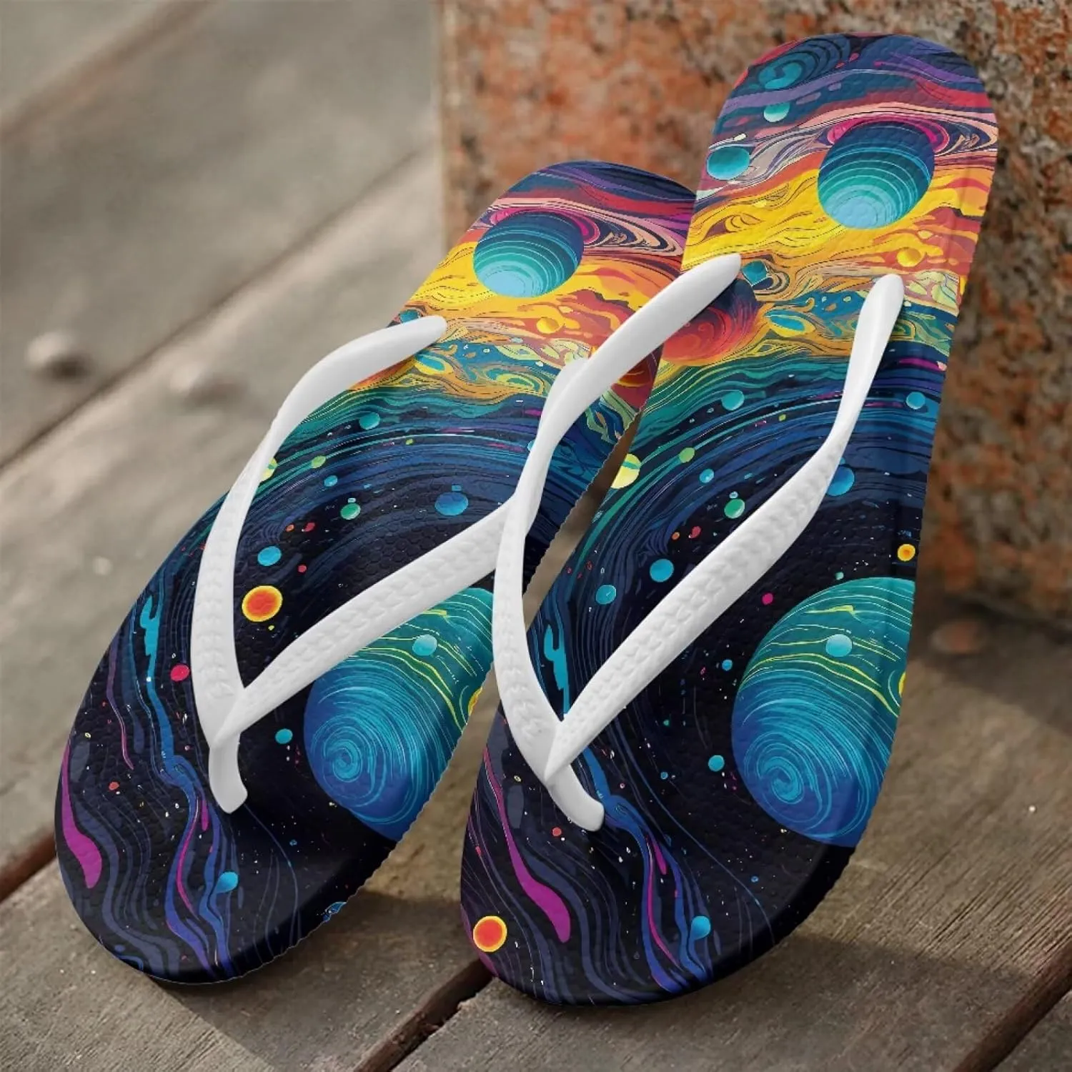 Women's Flip-Flops Colorful Patterns Slippers Women's Casual Sandals Indoor Outdoor