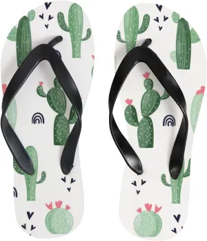 Womens Flip Flops for Summer Beach - Scandinavian Style Cacti Casual Slide Flat Sandals Thong Slippers