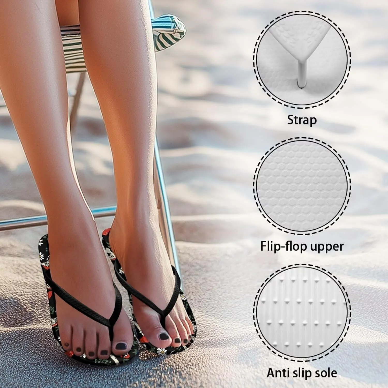 Womens Flip Flops Pillow Soft Shower Shoes with Orthotic Rubber Soles Summer Beach Shoes Cushion Footbed Footwear