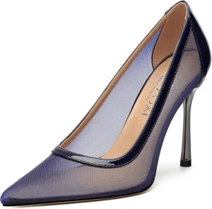 Womens Heeled Pumps, Pointed Stiletto Heels Shoes for Women, Sexy Mesh Upper High Heel Dressy Shoes 3.5"
