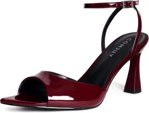 Womens High Heels Sandals Peep Toe, Flared Heels with Ankle Strap, Elegant Leather Sandals Comfortable Chic Summer Sandals Prom Wedding