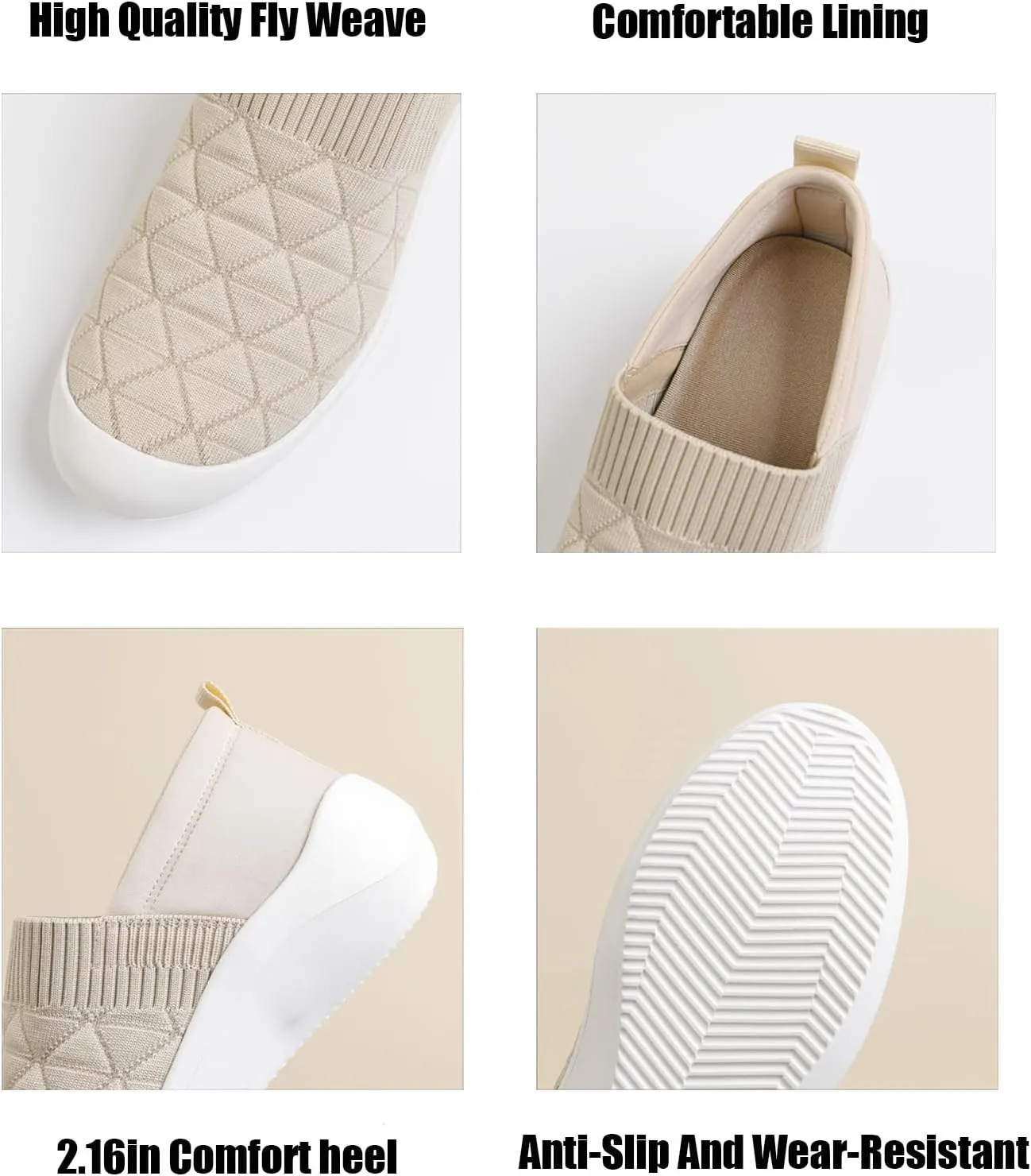 Women's Knit Stretchy Slip On Arch Support Casual Loafers Comfort Mesh Breathable Soft Sole Lightweight Non-Slip Platform Wedge Orthopedic Walking Sneakers for Outdoor Travel Work