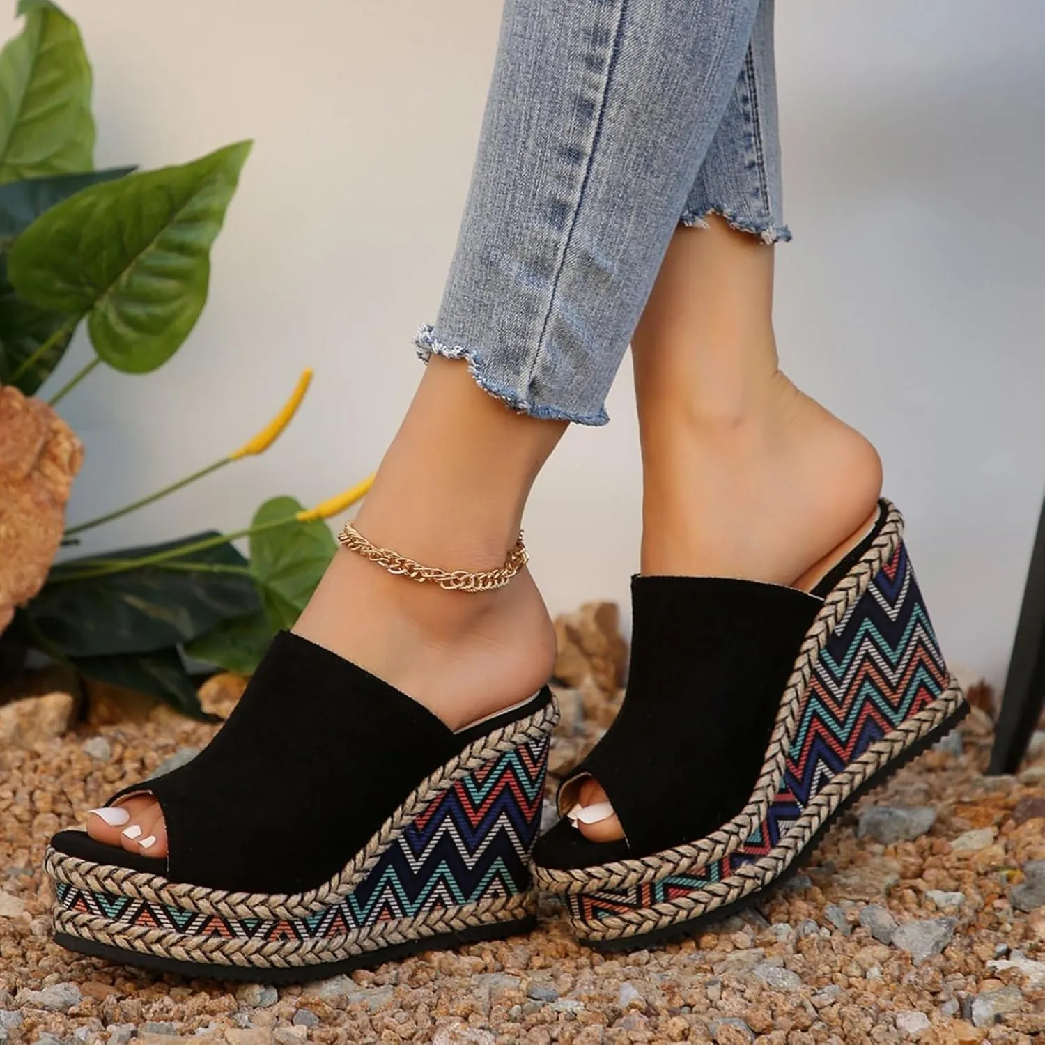 Women's Platform Espadrilles Sandals Ankle Strap Buckle Casual Wedges Fashion Open Toe Roman Sandal Summer High Heel Sandals
