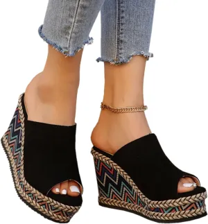 Women's Platform Espadrilles Sandals Ankle Strap Buckle Casual Wedges Fashion Open Toe Roman Sandal Summer High Heel Sandals