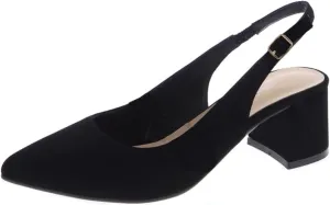 Women's Pointed Toe Block Heel Pumps Slingback Chunky Slip On Low Mid Heel Closed Toe