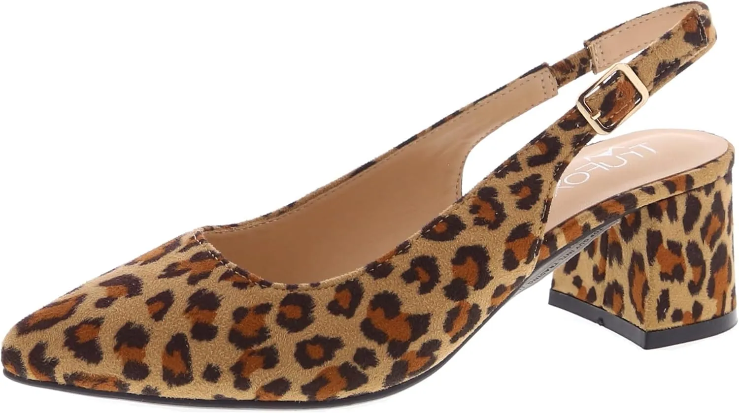 Women's Pointed Toe Block Heel Pumps Slingback Chunky Slip On Low Mid Heel Closed Toe