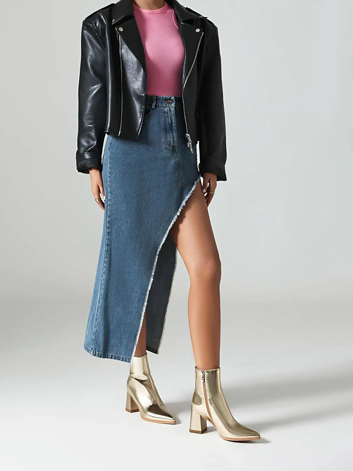 Women's Pointed Toe Boots Block Chunky Heel Ankle Booties