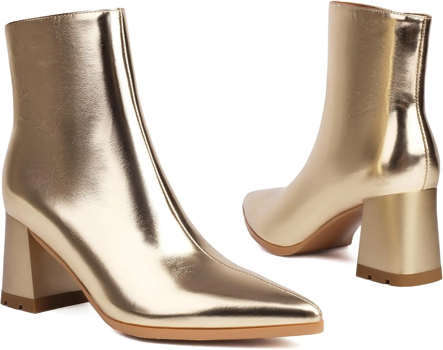 Women's Pointed Toe Boots Block Chunky Heel Ankle Booties