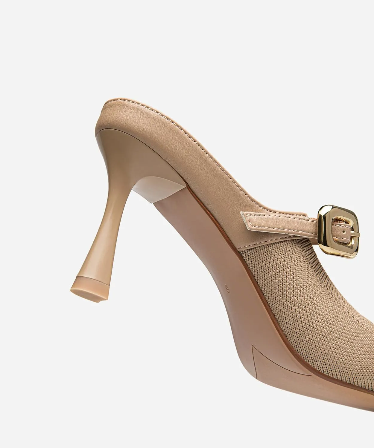 Women's Pointed Toe Heeled Mules, Knit Sandals, Slip-On Shoes