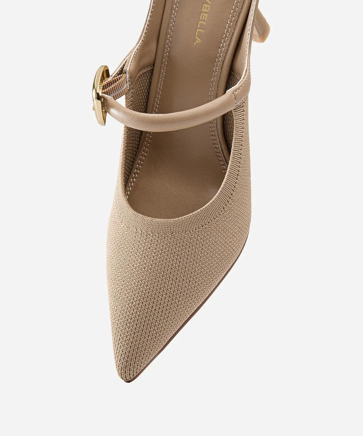 Women's Pointed Toe Heeled Mules, Knit Sandals, Slip-On Shoes