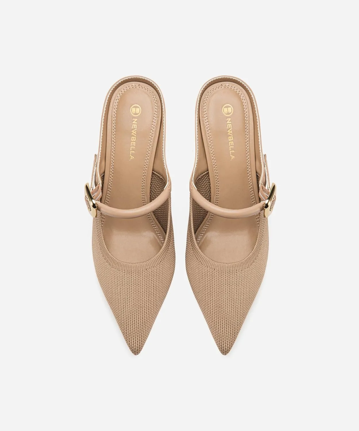 Women's Pointed Toe Heeled Mules, Knit Sandals, Slip-On Shoes