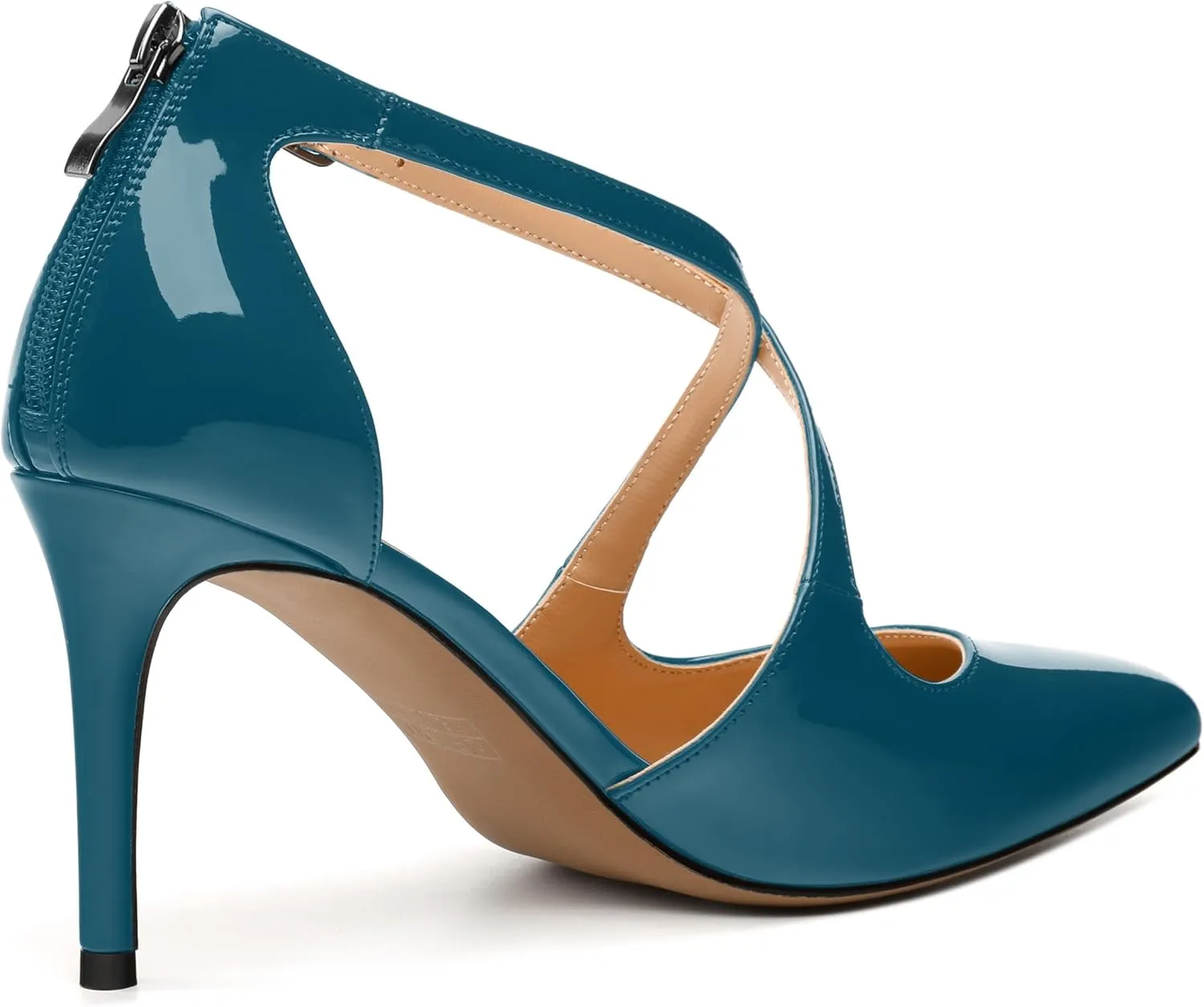 Womens Ponited Toe High Heel Pumps Crisscross Strap Sandals Open Side Stiletto Heel Dress Shoes