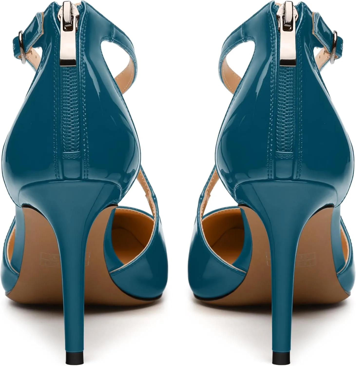 Womens Ponited Toe High Heel Pumps Crisscross Strap Sandals Open Side Stiletto Heel Dress Shoes