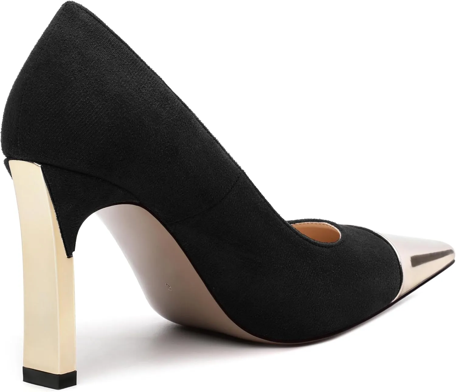 Women's Pumps, Square Toe High Heels, Fashion Patchwork Color Slip On Chunky Heel Shoes for Women