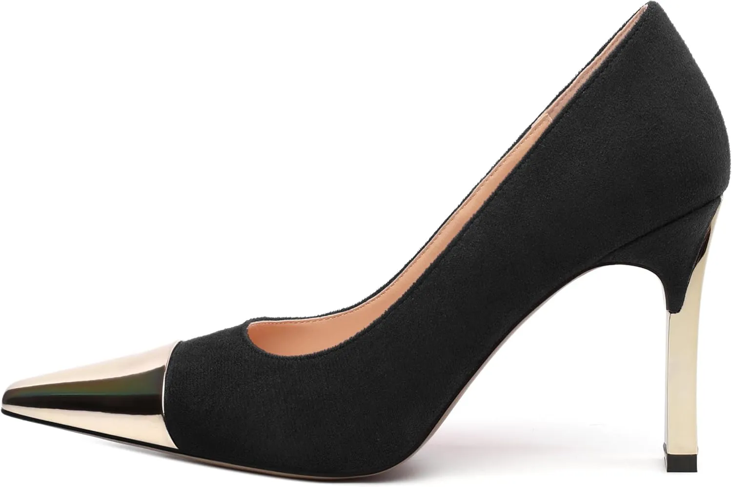 Women's Pumps, Square Toe High Heels, Fashion Patchwork Color Slip On Chunky Heel Shoes for Women