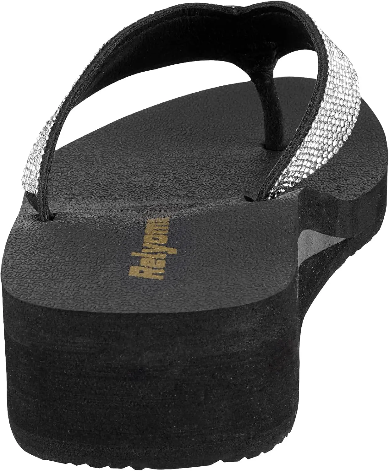 Womens Rhinestones Flip Flops Arch Support Mid Platform Bling Comfortable Flip-flops Jewel Dressy Thong Sandals