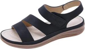 Womens Sandals Flats Comfortable Leather Walking Orthopedic Sandals Open Toe Hook And Loop Closure Non Slip Sandal Comfort Yoga Mat Shoes for Women