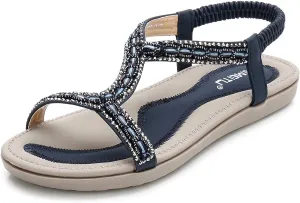 Womens Sandals Summer Dressy Flat Sandals Casual Comfortable Beach Bohemian Sandal Flat Shoes