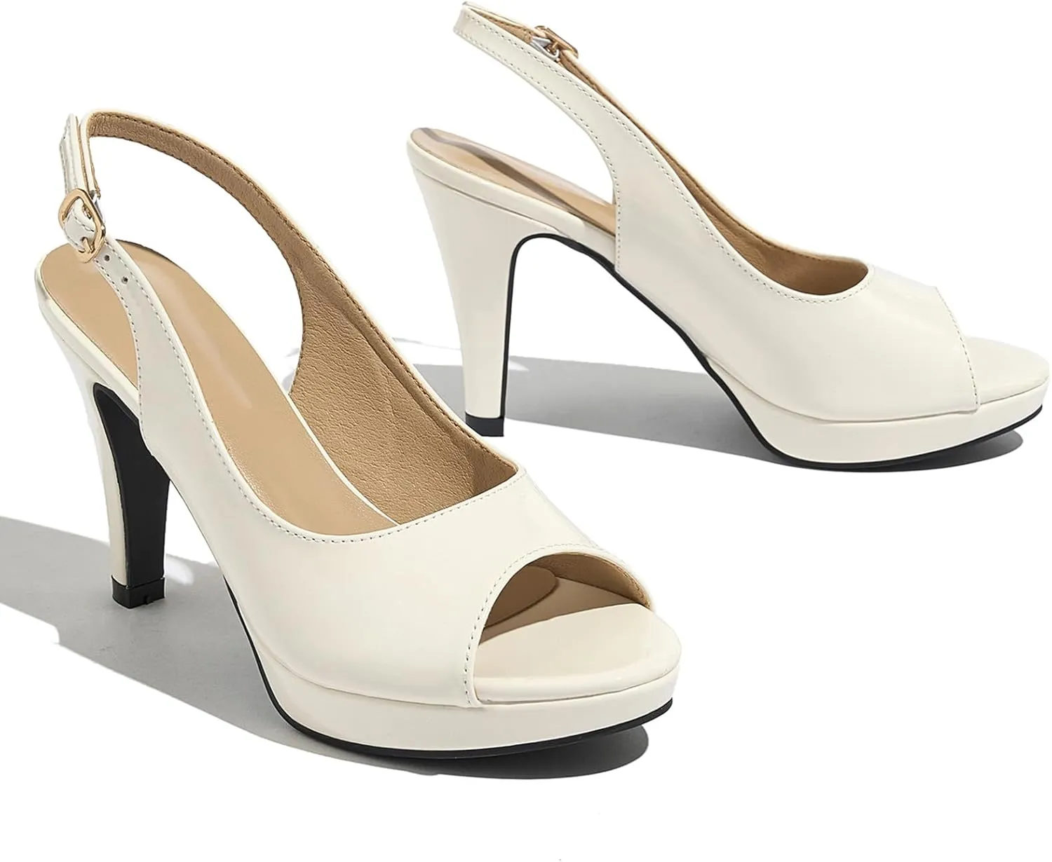 Women’s Sexy High Heels Peep Toe Ankle Strap Platform Block Slingback Dress Pumps Shoes for Women