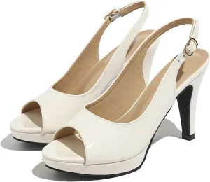 Women’s Sexy High Heels Peep Toe Ankle Strap Platform Block Slingback Dress Pumps Shoes for Women