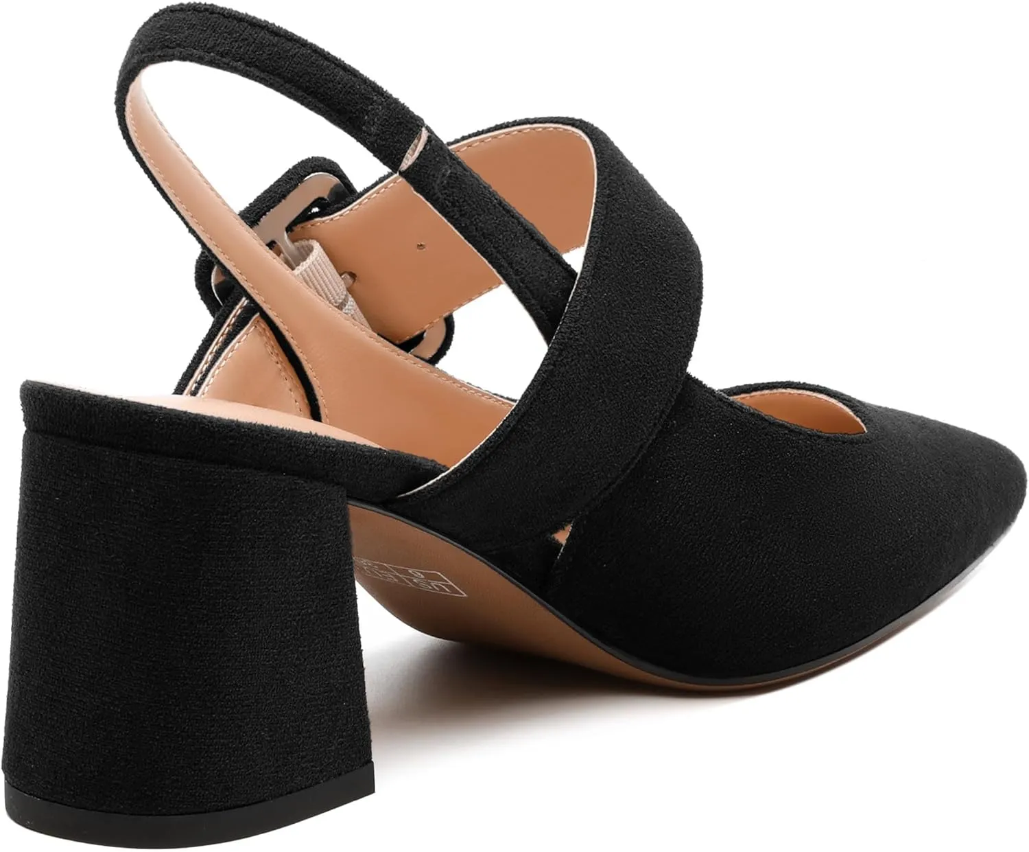 Women's Slingback Heels Mid Heel Pumps Pointed Closed Toe Chunky Heel Suede Wedding Party Shoes