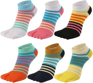 Women's Solid 2 Toe Flip Flop Tabi Socks Geta Ankle Cotton 5/6 Pairs