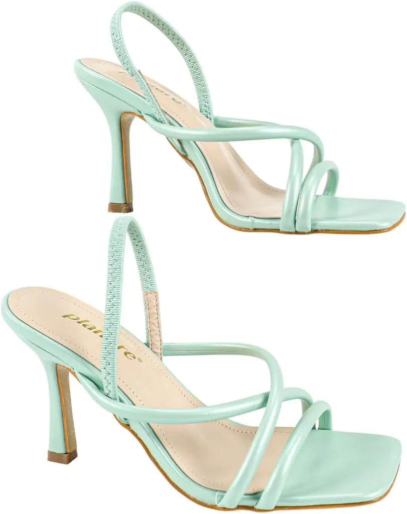 Women’s Strappy High-Heel Sandals – Square-Toe Design with Woven Back Strap – Elegant Summer Heels for Dates, Parties & Casual Chic Looks