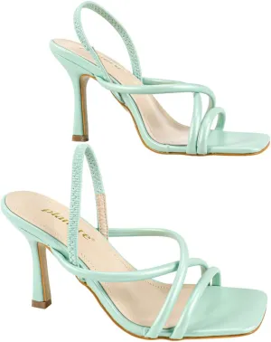 Women’s Strappy High-Heel Sandals – Square-Toe Design with Woven Back Strap – Elegant Summer Heels for Dates, Parties & Casual Chic Looks
