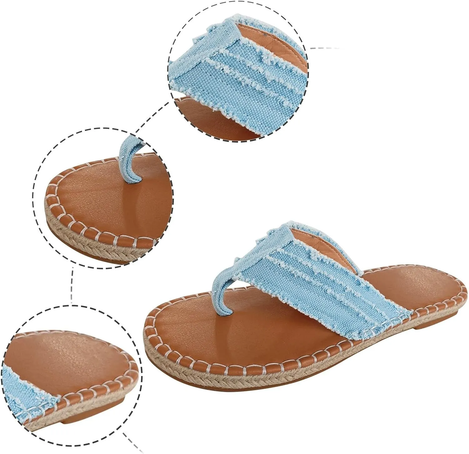 Women's Summer Fashion Toe Flat Bottom Fabric Thongs Slippers Casual Comfortable Womens Slides with Pool Slides Women
