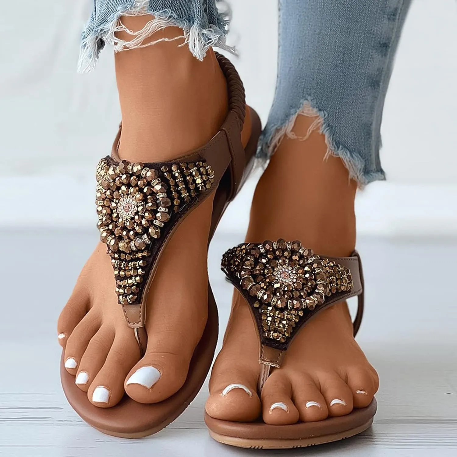 Women's Versatile Flat Sandals Comfortable Ankle Strap Outdoor Walking Shoes Soft Soled Sandals for Women