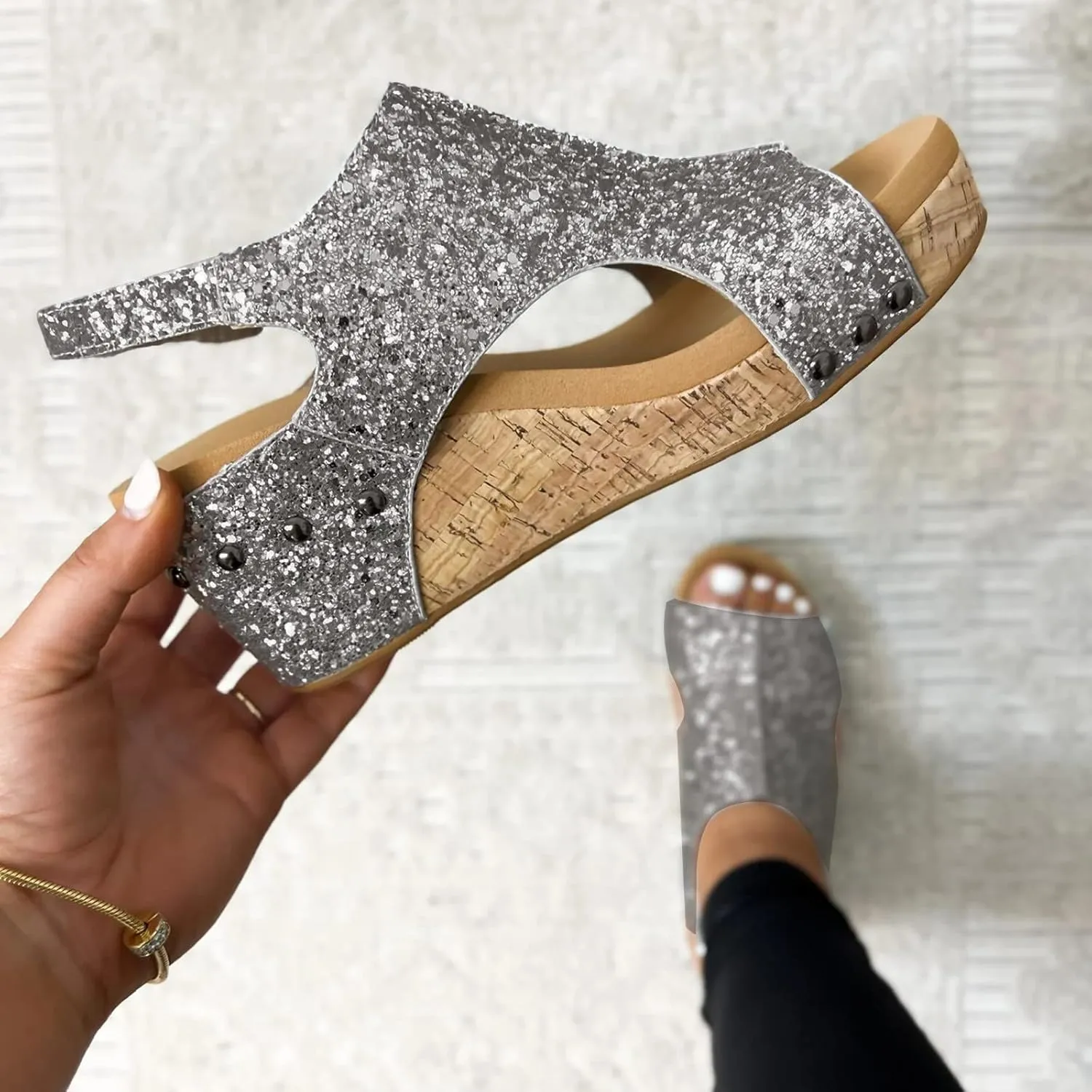 Womenyiaor Wedge Sandals for Women 2024, Women's Platform Wedge Sandals Open Toe Buckle Ankle Strap Espadrilles Wedge Sandals Women Casual Dressy Summer Shoes