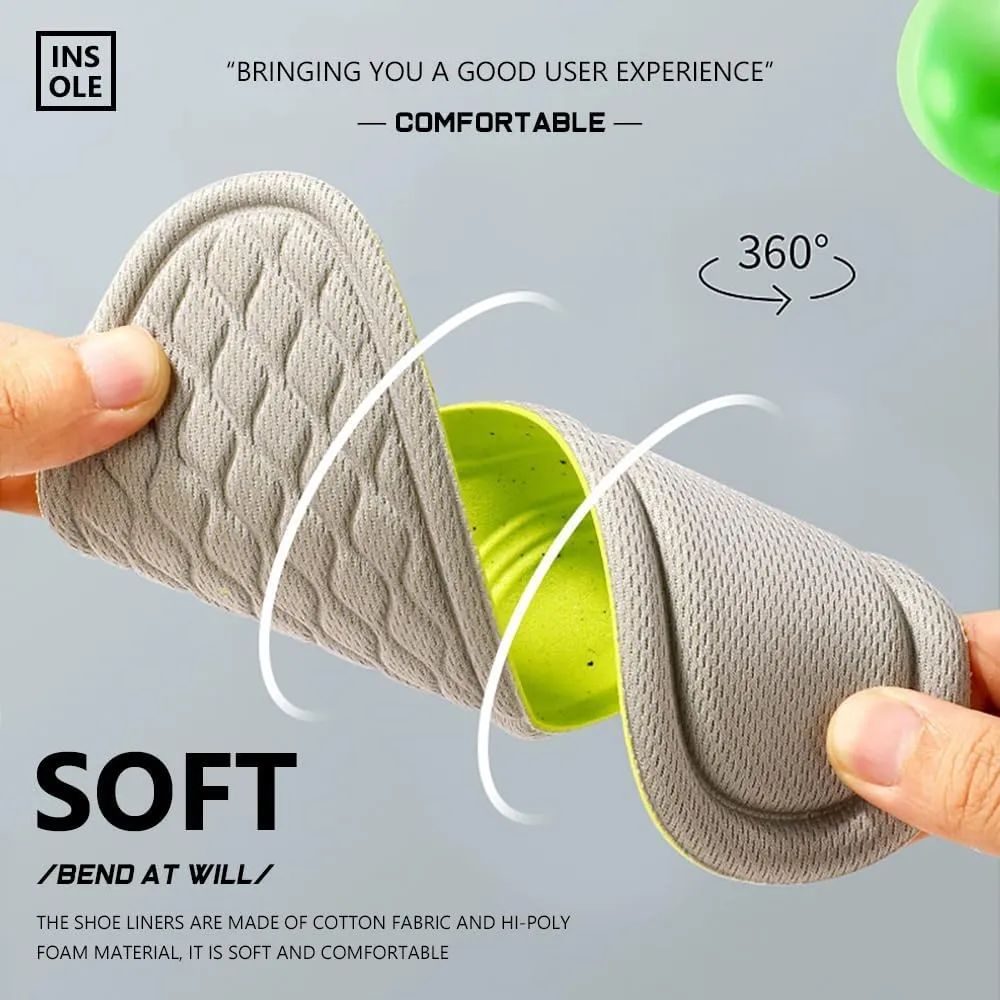 XINIFOOT 6 Pairs Anti Odour Shoe Insoles, Comfortable Replacement Shoe Insole Inserts, Foot Massage Breathable Shoe Soles Relief Insoles for Working Daily Use(Grey Women US 4-7)