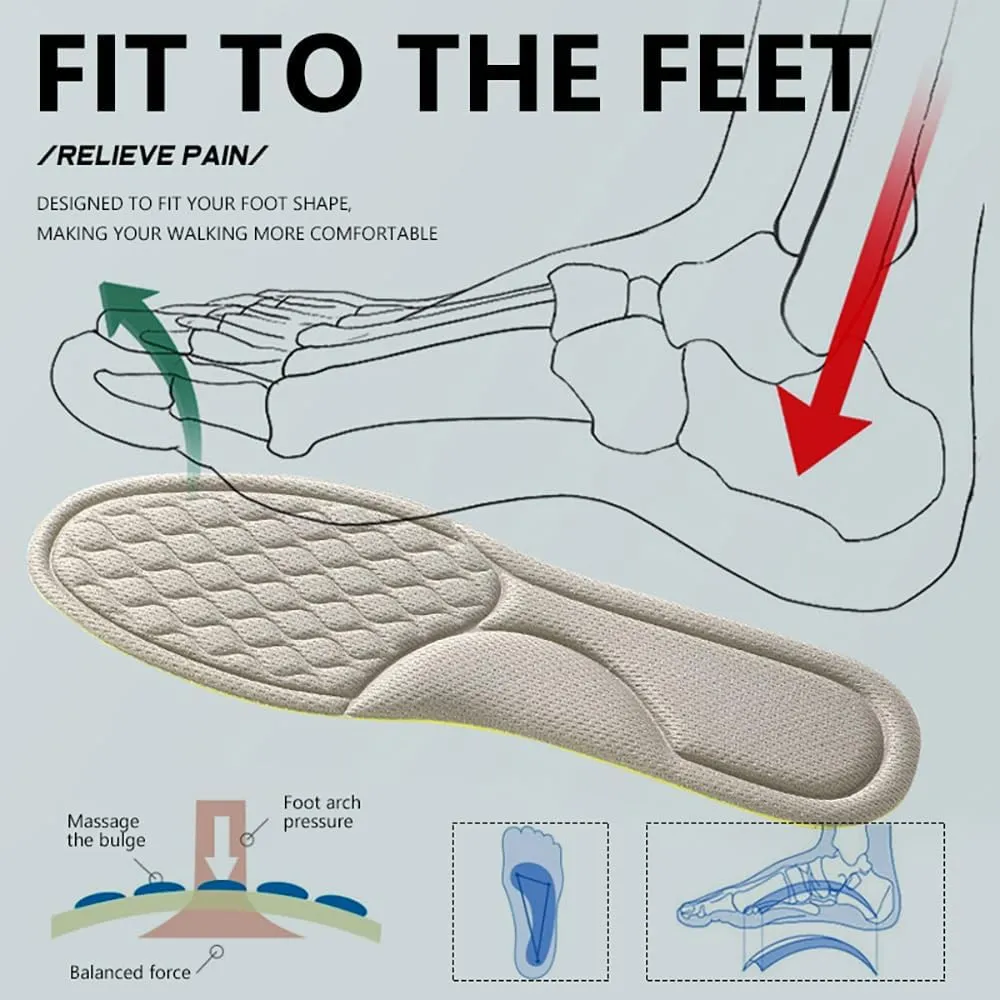 XINIFOOT 6 Pairs Anti Odour Shoe Insoles, Comfortable Replacement Shoe Insole Inserts, Foot Massage Breathable Shoe Soles Relief Insoles for Working Daily Use(Grey Women US 4-7)