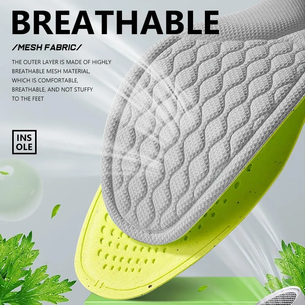 XINIFOOT 6 Pairs Anti Odour Shoe Insoles, Comfortable Replacement Shoe Insole Inserts, Foot Massage Breathable Shoe Soles Relief Insoles for Working Daily Use(Grey Women US 4-7)