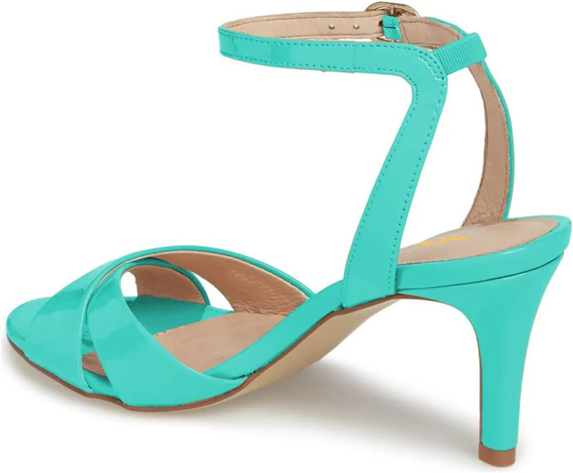 XYD Women Chic Cross Strap Slingback Ankle Strap High Heel Patent Buckle Sandal Pump Shoes