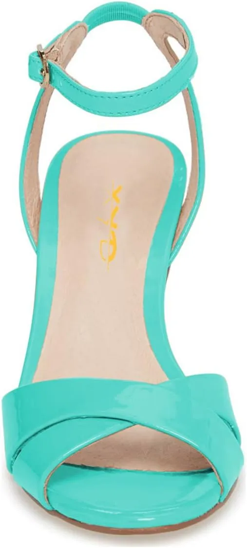 XYD Women Chic Cross Strap Slingback Ankle Strap High Heel Patent Buckle Sandal Pump Shoes