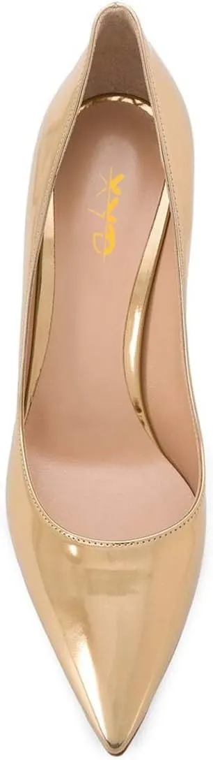 XYD Women Metal Circular High Heel Closed Pointed Toe Pumps Slip-on Office Formal Party Chic Shoes