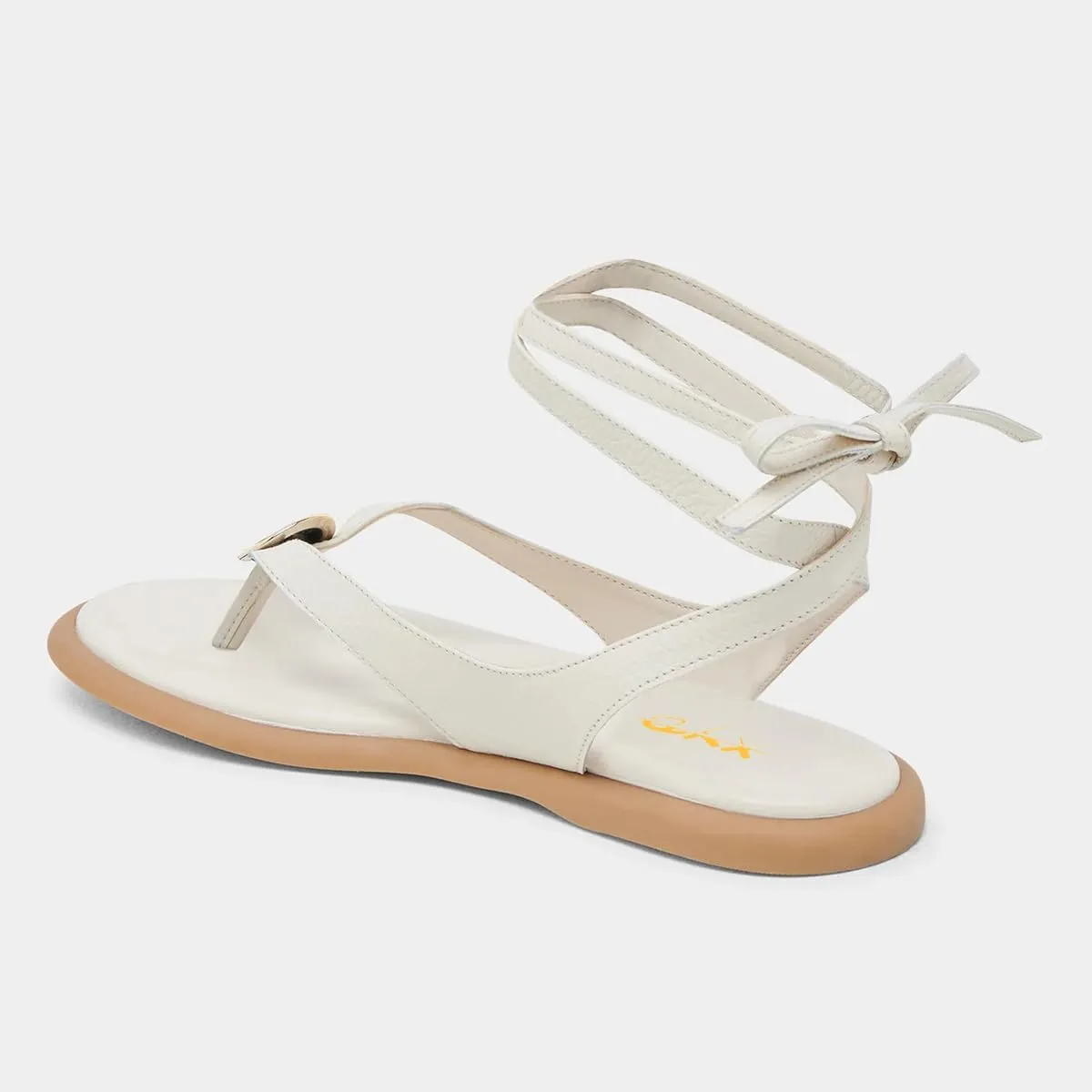 XYD Women Round Open Toe Metal Gold Hardware Flip Flops Ankle Wrap Lace-up Flat Sandals Daily Holiday Dress Shoes